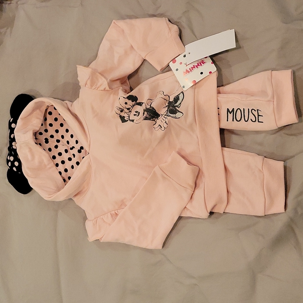 2-Piece Infant Girl's Disney Minnie Mouse Pink Outfit with Hoodie